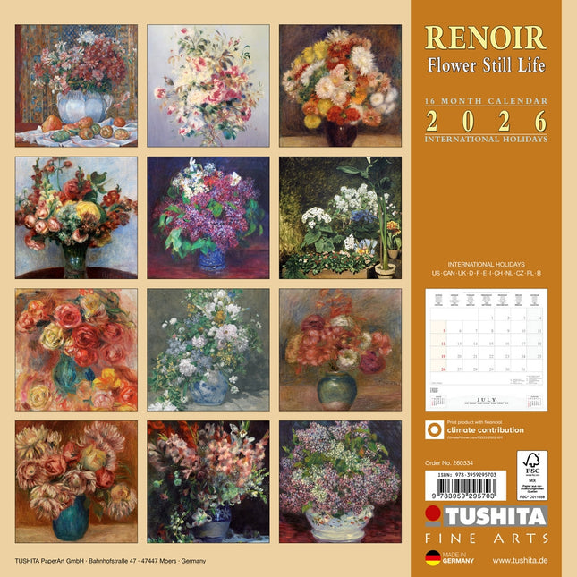 Tushita Renoir - Flowers still Life Kalender 2026