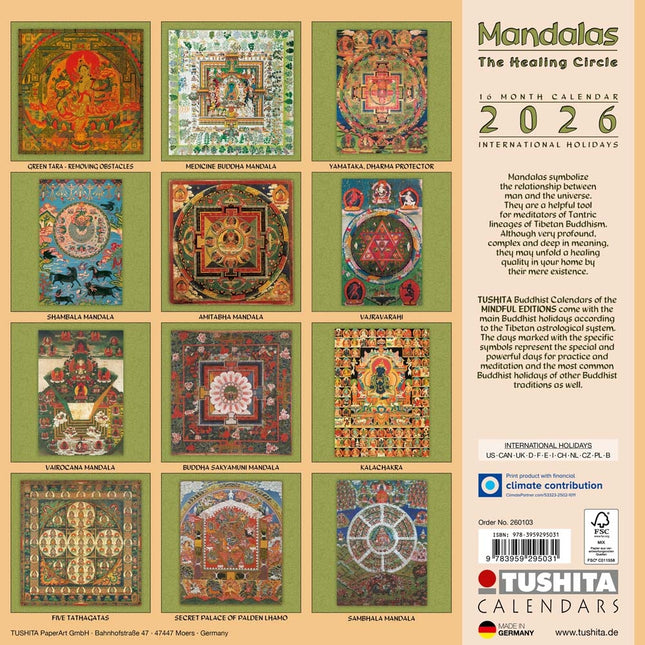Tushita The Healing Mandalas Kalender 2026