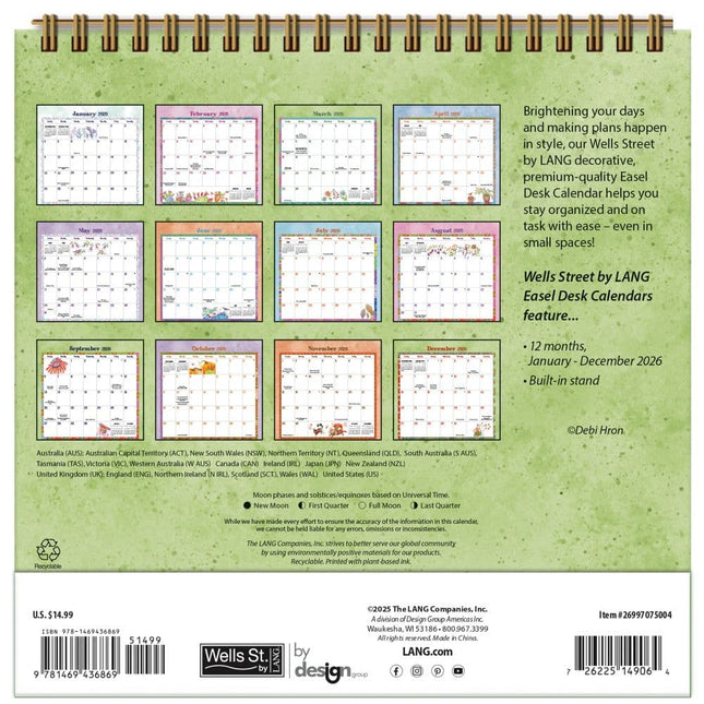 Wells st. by Lang Simply Grateful Easel Desk Kalender 2026