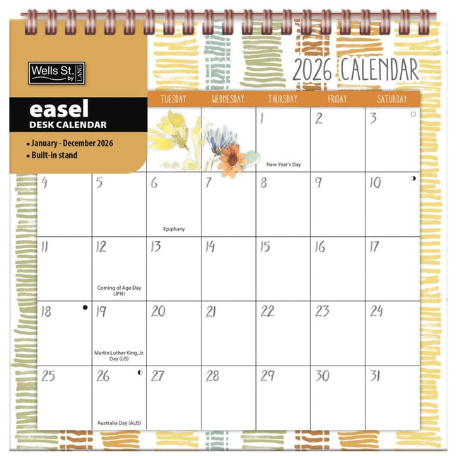 Wells st. by Lang Watercolor Wonder Easel Desk Kalender 2026