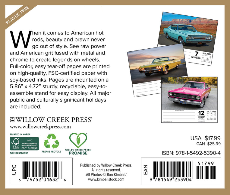 Willow Creek American Muscle Cars Kalender 2026 Boxed