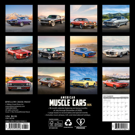 Willow Creek American Muscle Cars Kalender 2026 Mini