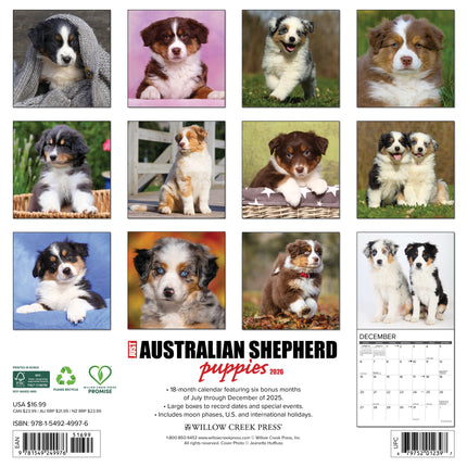 Willow Creek Australian Shepherd Puppies Kalender 2026