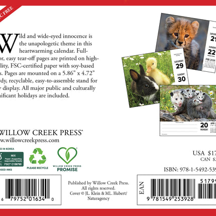 Willow Creek Baby Dieren Scheurkalender 2027 Boxed