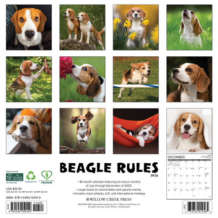 Willow Creek Beagle Rules Kalender 2026