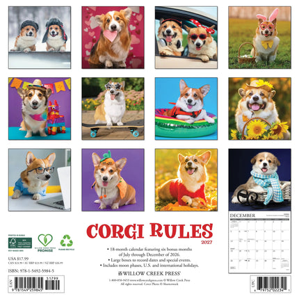 Willow Creek Corgi Rules Kalender 2027