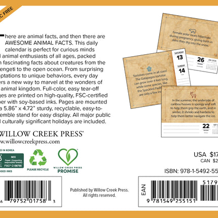 Willow Creek Dierlijke Feiten Scheurkalender 2026 Boxed
