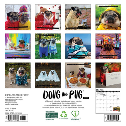 Willow Creek Doug the Pug Kalender 2026 Mini