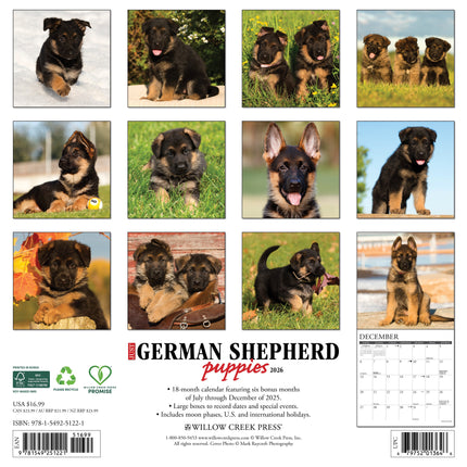Willow Creek Duitse Herder Puppies Kalender 2026