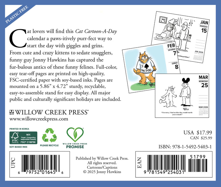 Willow Creek Katten Cartoon Scheurkalender 2026 Boxed