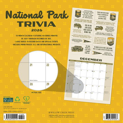 Willow Creek National Park (Trivia) Kalender 2026