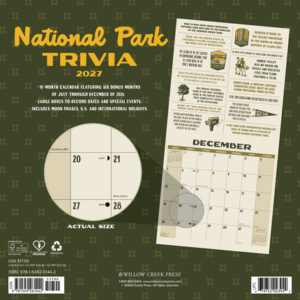 Willow Creek National Park (Trivia) Kalender 2027