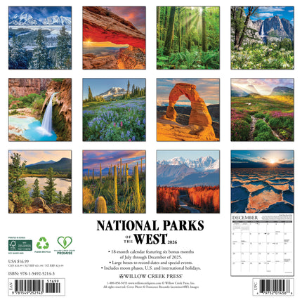 Willow Creek National Parks of the West Kalender 2026