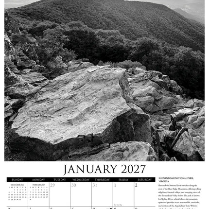 Willow Creek National Parks (Zwart/Wit) Kalender 2027