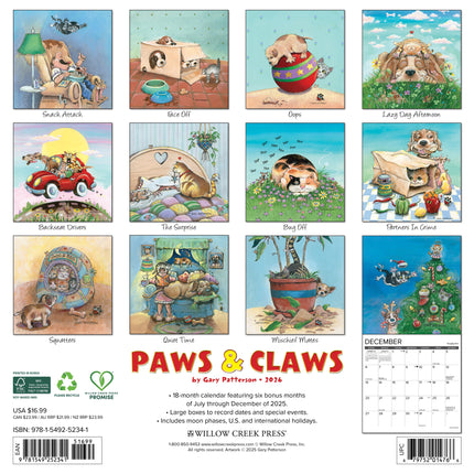Willow Creek Paws & Claws door Gary Patterson Kalender 2026