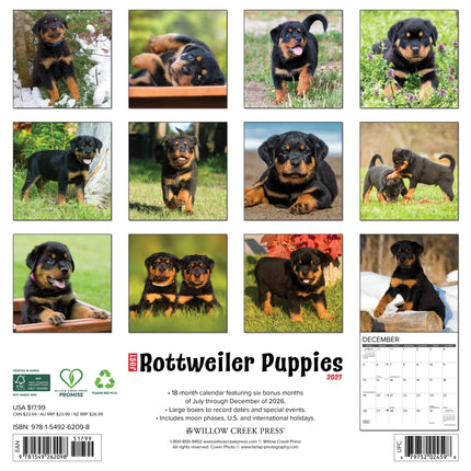 Willow Creek Rottweiler Puppies Kalender 2027