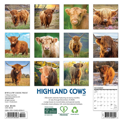 Willow Creek Schotse Hooglander Kalender 2027 Mini