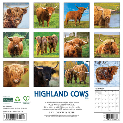 Willow Creek Schotse Hooglanders Kalender 2027