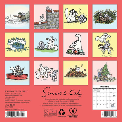 Willow Creek Simon's Cat Kalender 2026 Mini