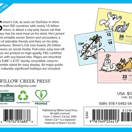 Willow Creek Simon's Cat Scheurkalender 2026 Boxed