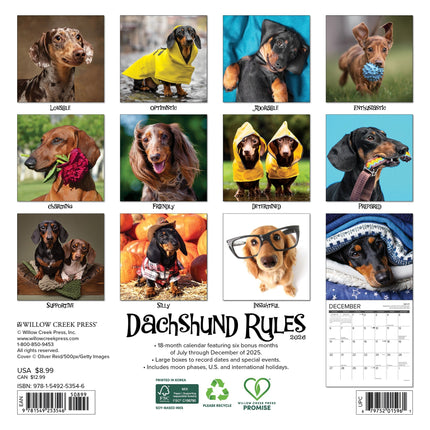 Willow Creek Teckel Kalender 2026 Mini