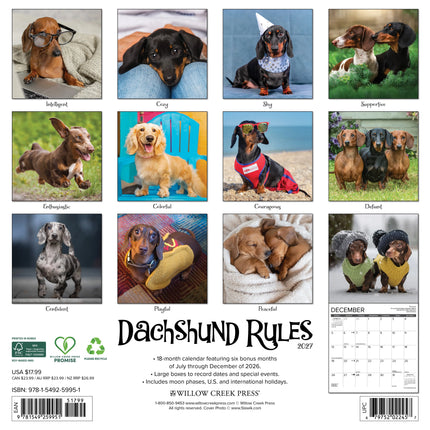 Willow Creek Teckel Rules Kalender 2027