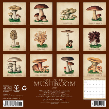 Willow Creek The Art of the Mushroom Kalender 2027