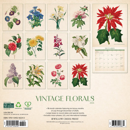 Willow Creek Vintage Bloemen Kalender 2026