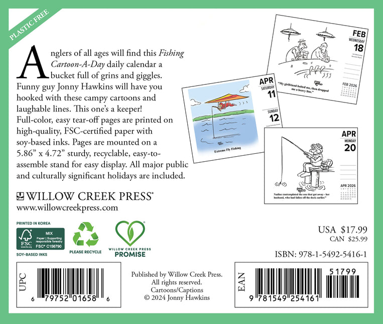 Willow Creek Vissen Cartoon Scheurkalender 2026 Boxed