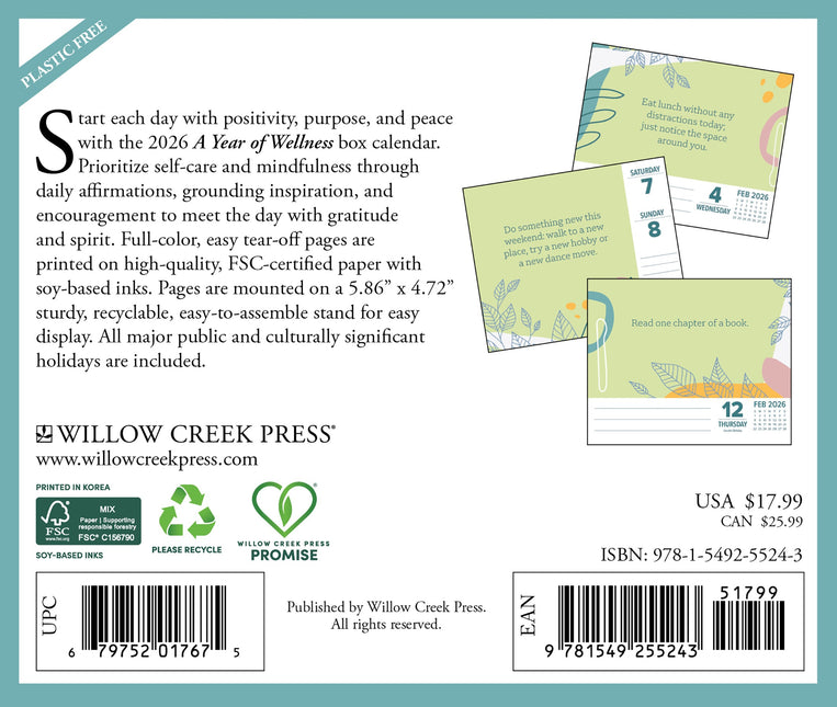 Willow Creek Welness Quotes Scheurkalender 2026 Boxed