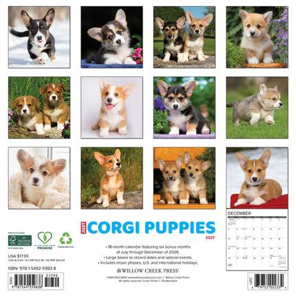 Willow Creek Welsh Corgi Puppies Kalender 2027