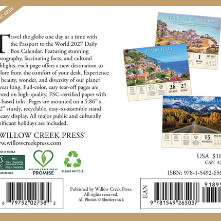 Willow Creek Wereld Bestemmingen Scheurkalender 2027 Boxed
