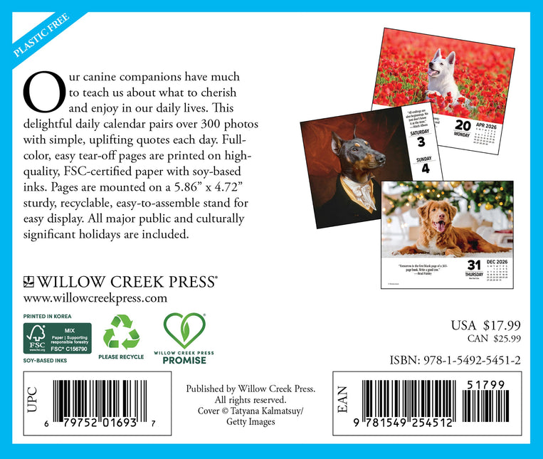 Willow Creek What Dogs Teach Us Scheurkalender 2026 Boxed